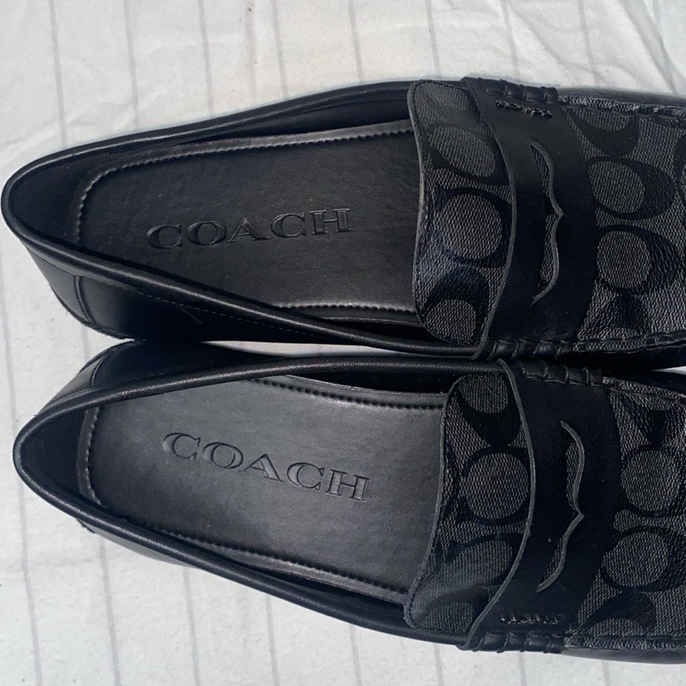 COACH Men Liam Driver In Signature Jacquard Men's Black Loafers size 12D‎ - Picture 3 of 9